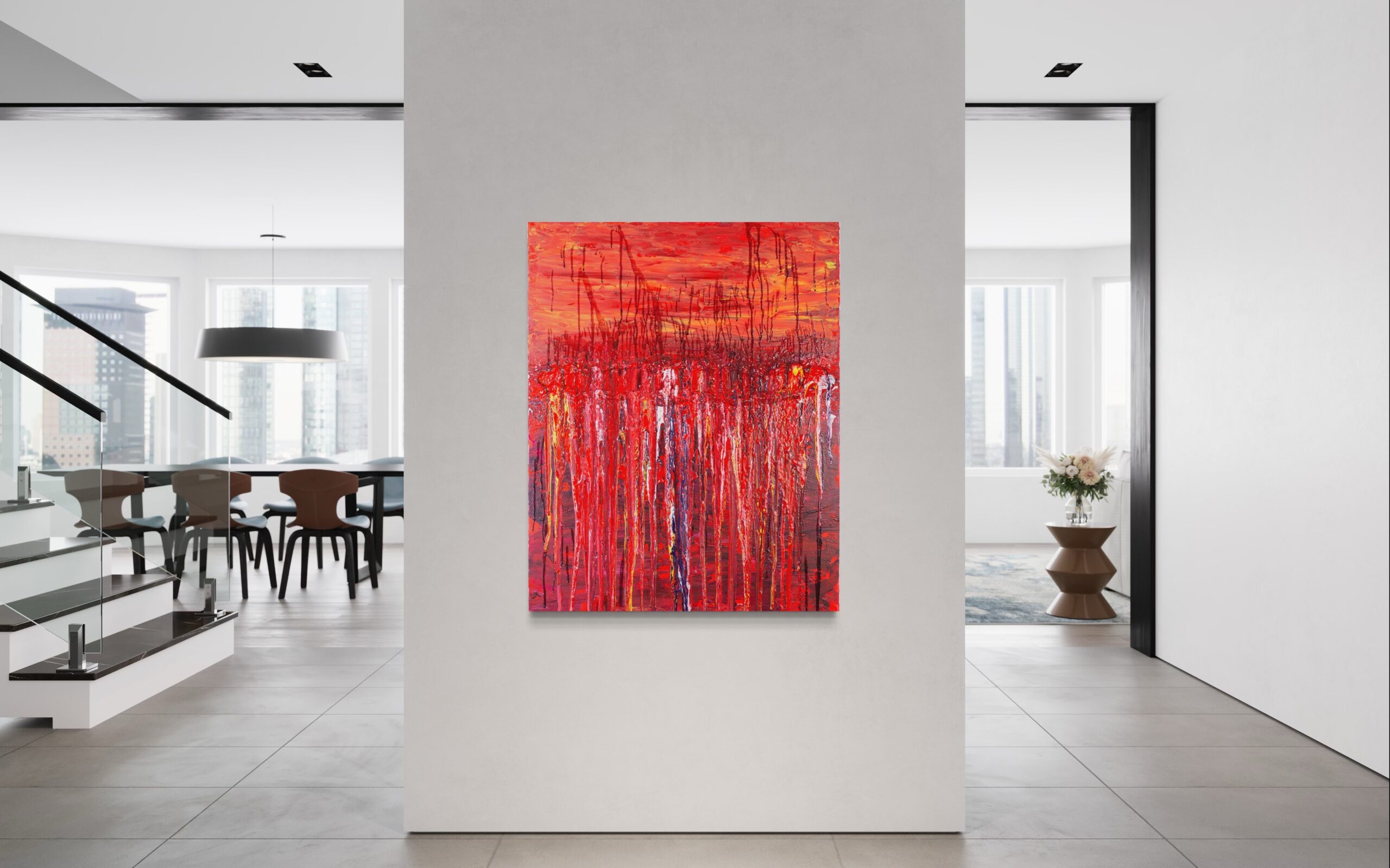 Hochrelief Kunstwerk 2024 von Marianna Ackermann, Mixed Media Wandobjekt mit Gips, Stoff und Blattmetall, plastische weiße Form auf Blau-Gold-Struktur, 40x40 cm