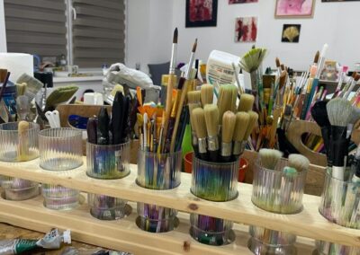 Materialien für die Kopf-FREI-Art-Workshops im Atelier von LadyMARIANN-Arts.