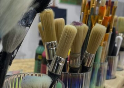 Materialien für die Kopf-FREI-Art-Workshops im Atelier von LadyMARIANN-Arts.